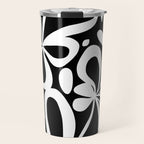 Abstract black and white flower art pattern Travel Mug Gallery Image 1