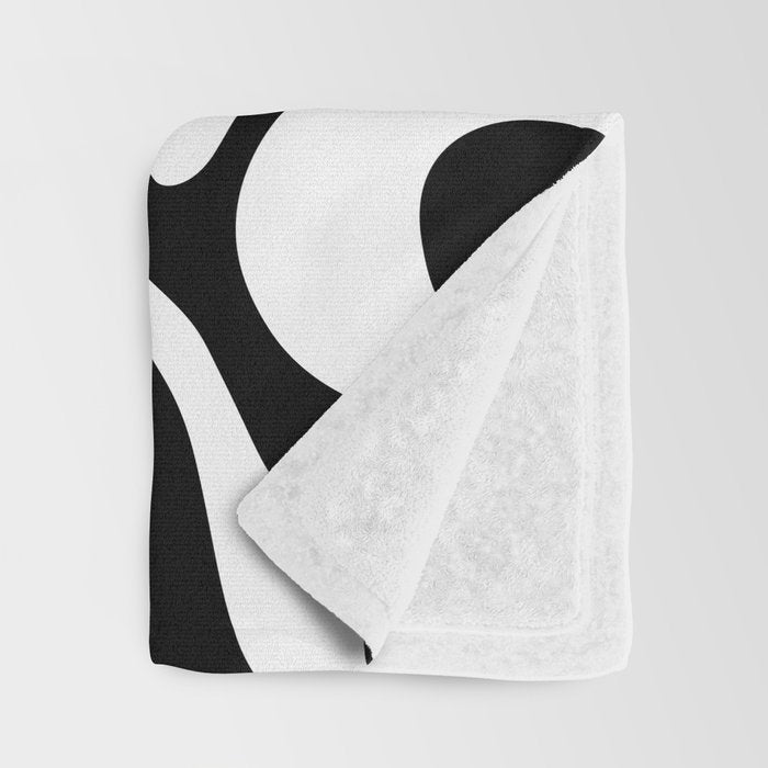 Abstract black and white flower art pattern Throw Blanket Gallery Image 3