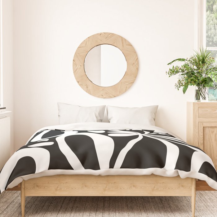 Abstract black and white flower art pattern Duvet Cover Gallery Image 3