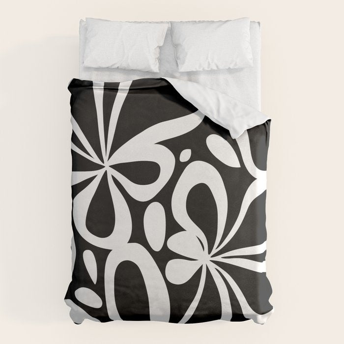Abstract black and white flower art pattern Duvet Cover Gallery Image 1