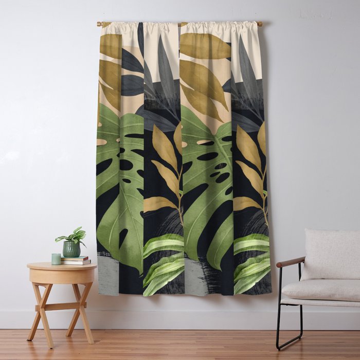 Abstract Art Tropical Leaves 101 Window Curtain Gallery Image 1