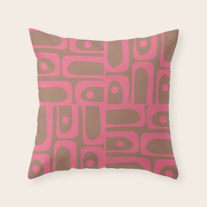 Mid Century Modern Piquet 3 Inspired by PANTONE 17 1230 Color of the Year Mocha Mousse Throw Pillow Gallery Image 1