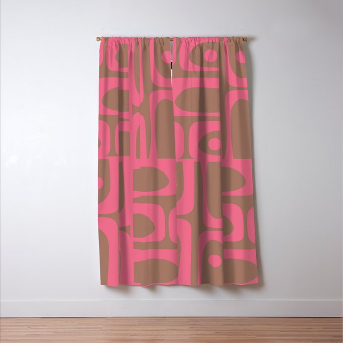 Mid Century Modern Piquet 3 Inspired by PANTONE 17 1230 Color of the Year Mocha Mousse Window Curtain Gallery Image 3