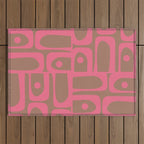 Mid Century Modern Piquet 3 Inspired by PANTONE 17 1230 Color of the Year Mocha Mousse Outdoor Rug Gallery Image 1