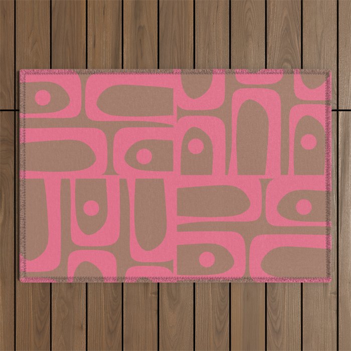 Mid Century Modern Piquet 3 Inspired by PANTONE 17 1230 Color of the Year Mocha Mousse Outdoor Rug Gallery Image 1