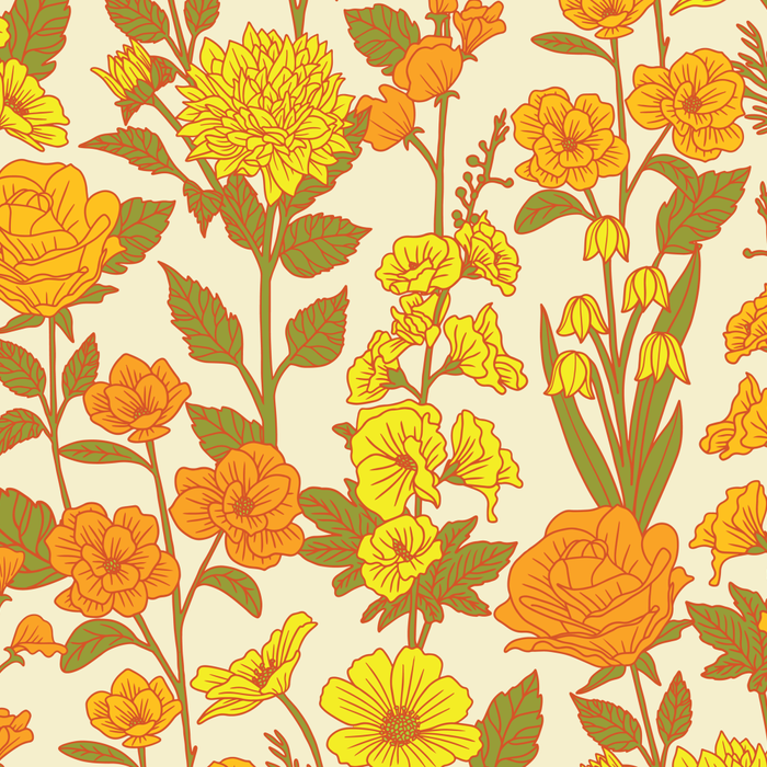 Yellow Vintage-Inspired 70s Floral Cottage Garden Coffee Mug Gallery Image 2