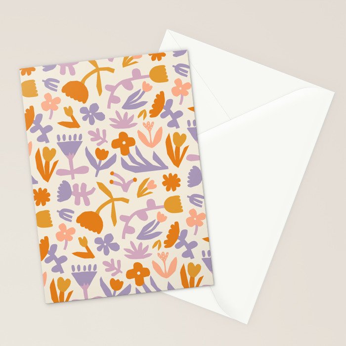 Vintage abstract flower art pattern Stationery Card Gallery Image 2