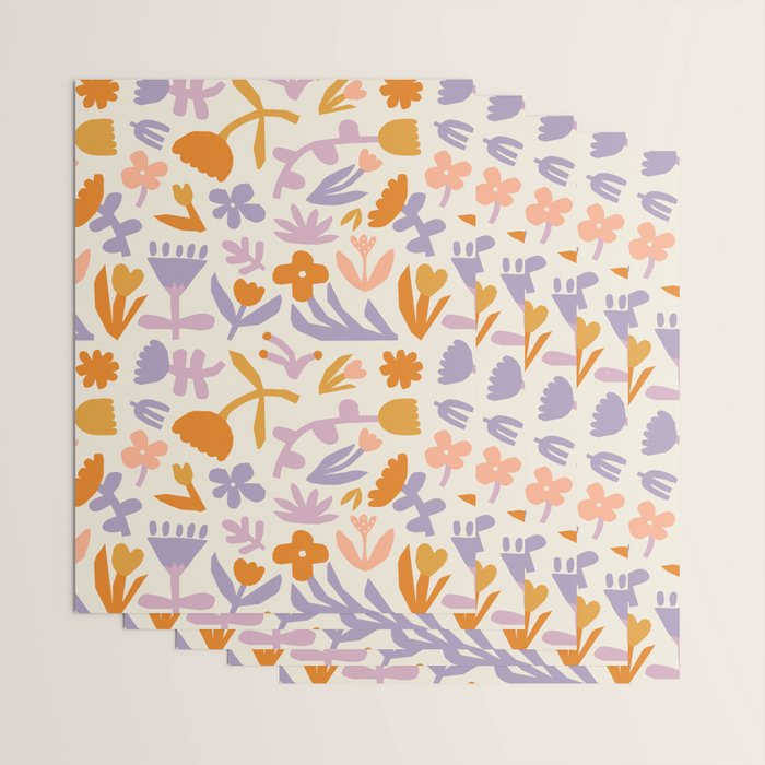 Vintage abstract flower art pattern Wrapping Paper Gallery Image 3
