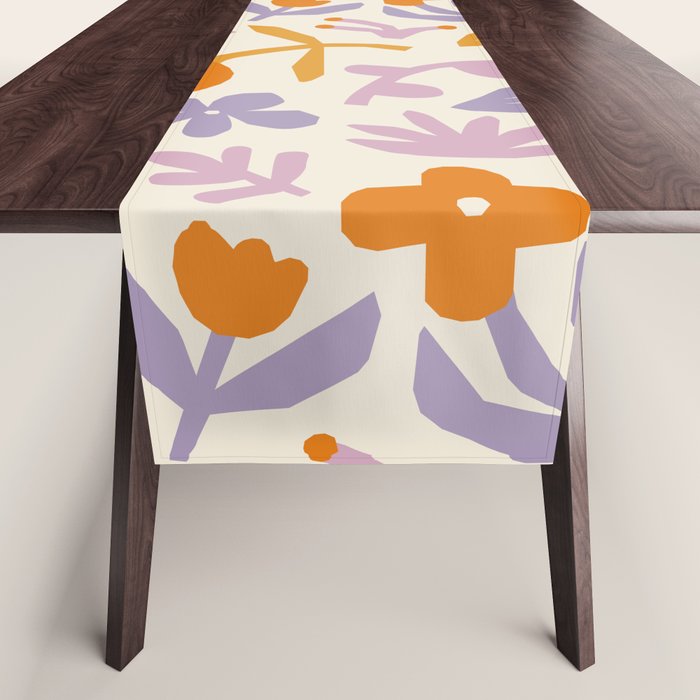 Vintage abstract flower art pattern Table Runner Gallery Image 1