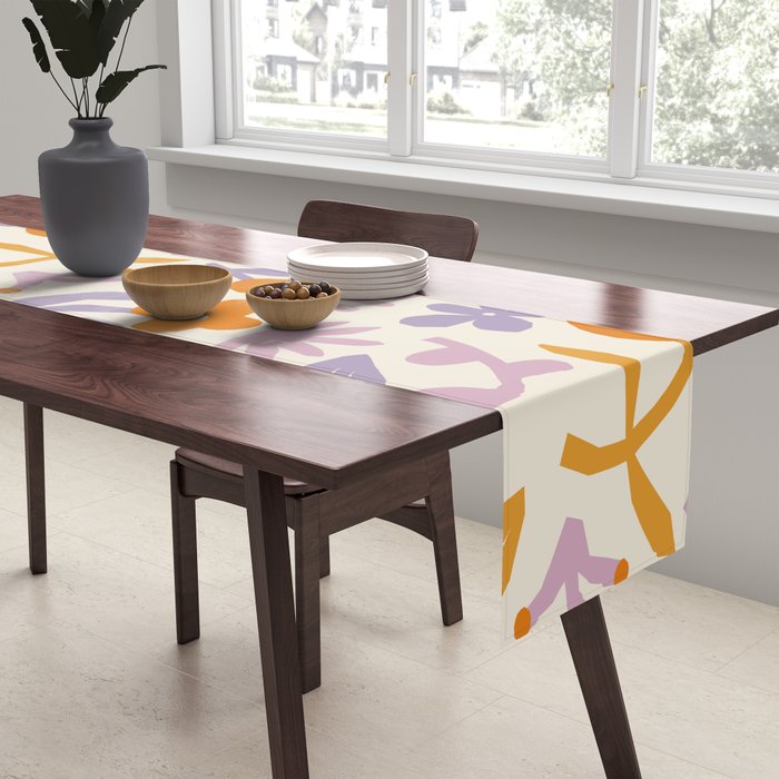 Vintage abstract flower art pattern Table Runner Gallery Image 2