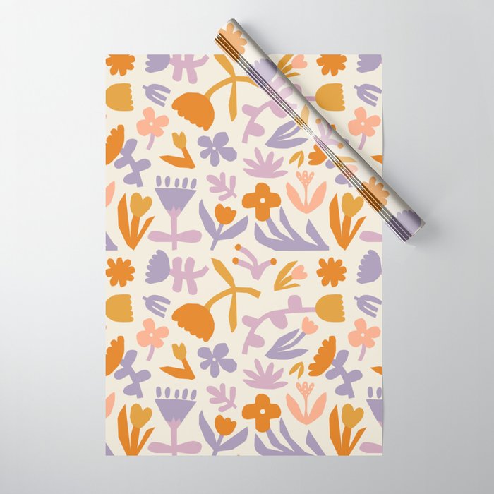Vintage abstract flower art pattern Wrapping Paper Gallery Image 1