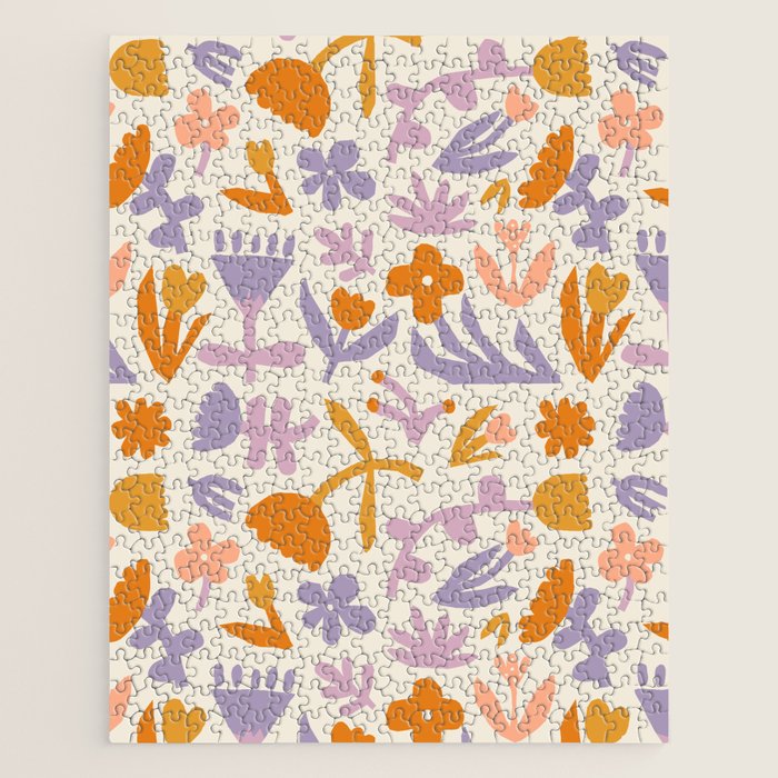 Vintage abstract flower art pattern Jigsaw Puzzle Gallery Image 1