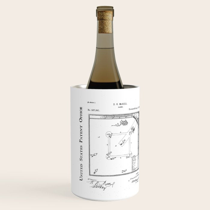 Baseball Patent - Sports Fan Softball Baseball Art - Black Chalkboard Wine Chiller Gallery Image 2