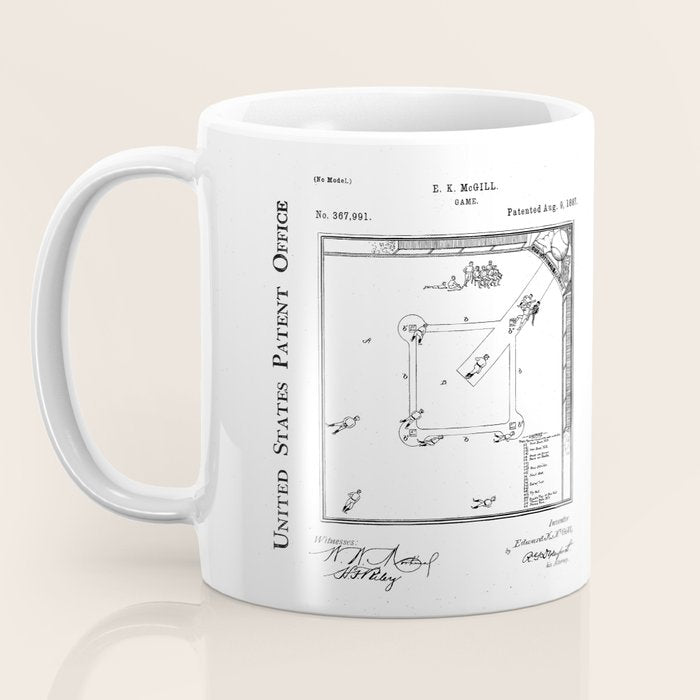 Baseball Patent - Sports Fan Softball Baseball Art - Black Chalkboard Coffee Mug Gallery Image 3