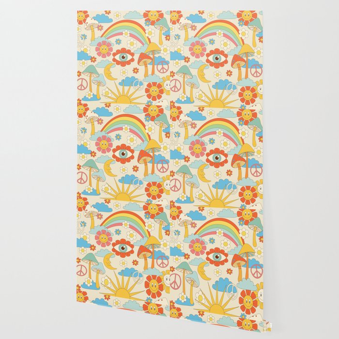 retro fantasy , boho mushroom rainbow trip Wallpaper Gallery Image 2