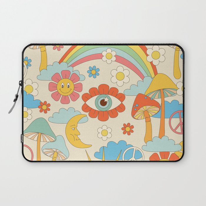retro fantasy , boho mushroom rainbow trip Laptop Sleeve Gallery Image 1