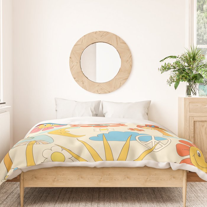 retro fantasy , boho mushroom rainbow trip Duvet Cover Gallery Image 3