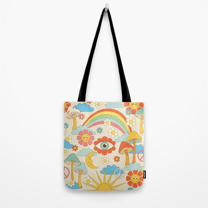 retro fantasy , boho mushroom rainbow trip Tote Bag Gallery Image 2