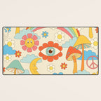 retro fantasy , boho mushroom rainbow trip Desk Mat Gallery Image 3