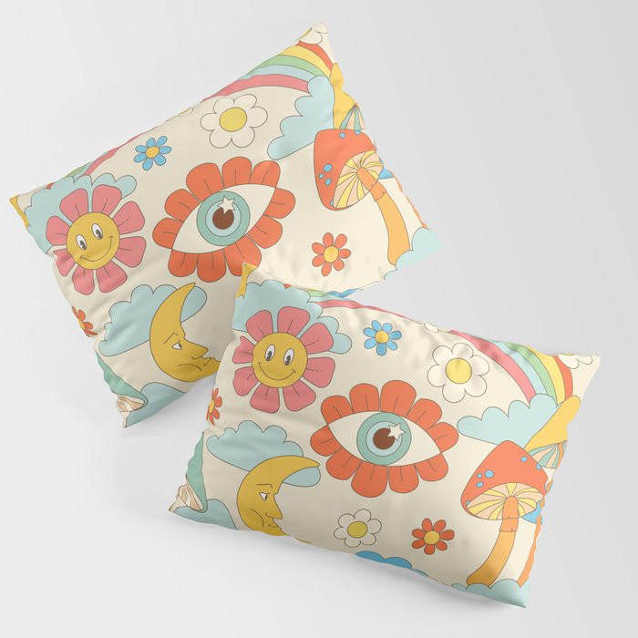 retro fantasy , boho mushroom rainbow trip Pillow Sham Gallery Image 3
