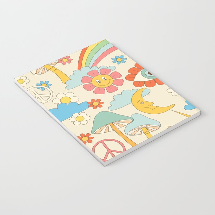 retro fantasy , boho mushroom rainbow trip Notebook Gallery Image 3