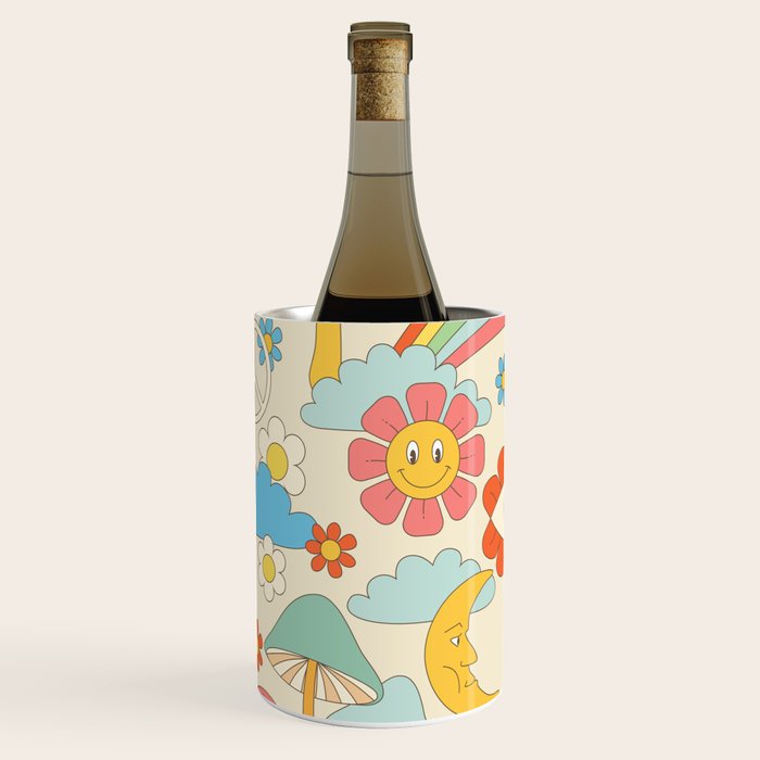 retro fantasy , boho mushroom rainbow trip Wine Chiller Gallery Image 2