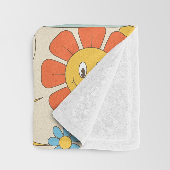 retro fantasy , boho mushroom rainbow trip Throw Blanket Gallery Image 3