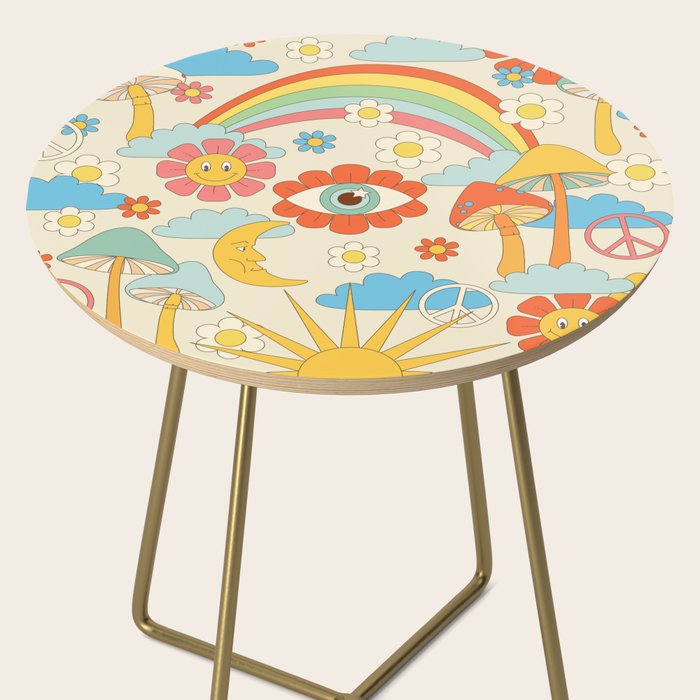 retro fantasy , boho mushroom rainbow trip Side Table Gallery Image 2