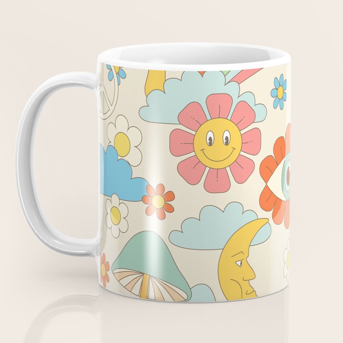 retro fantasy , boho mushroom rainbow trip Coffee Mug Gallery Image 3
