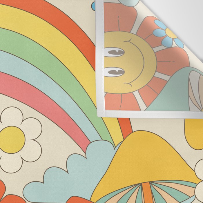 retro fantasy , boho mushroom rainbow trip Wall Tapestry Gallery Image 3