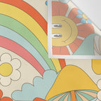 retro fantasy , boho mushroom rainbow trip Wall Tapestry Gallery Image 3
