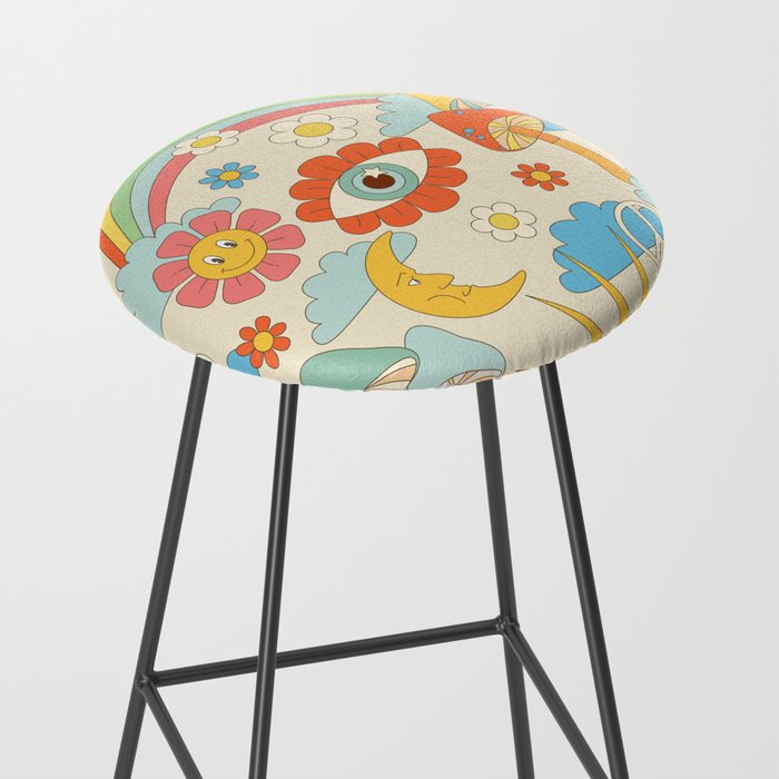 retro fantasy , boho mushroom rainbow trip Stool Gallery Image 2
