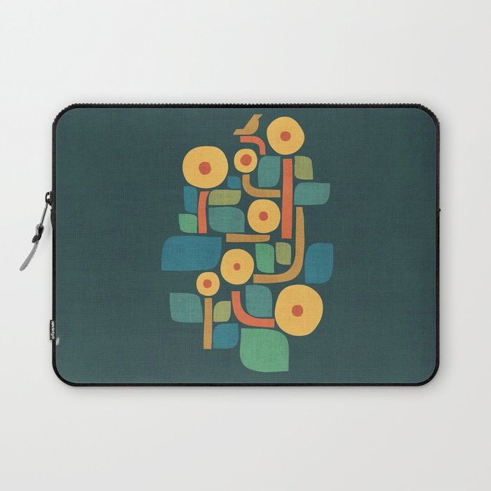 Bird in mid-century garden Laptop Sleeve Gallery Image 1