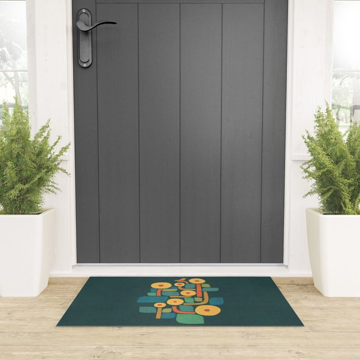 Bird in mid-century garden Welcome Mat Gallery Image 3