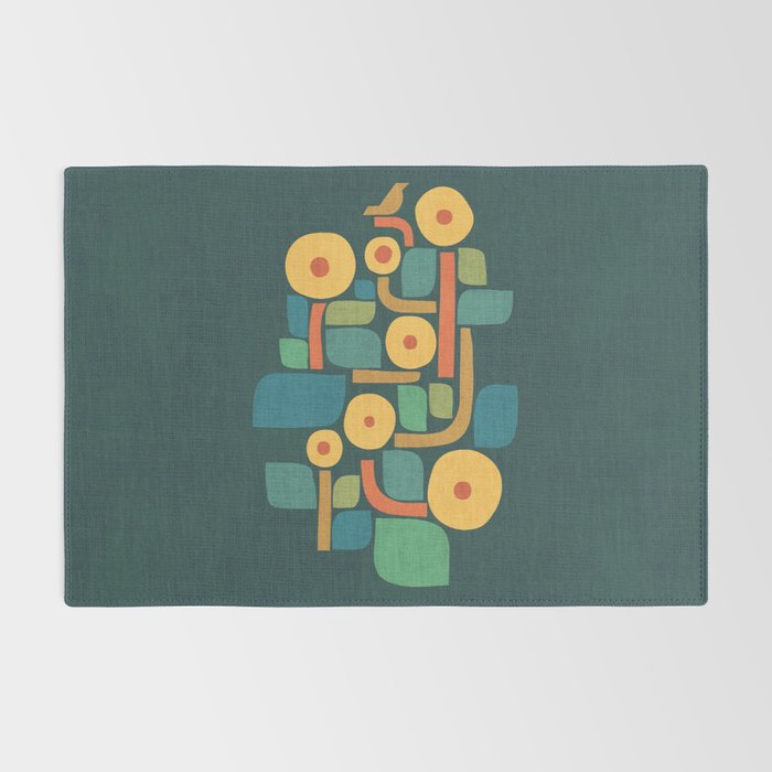 Bird in mid-century garden Rug Gallery Image 2
