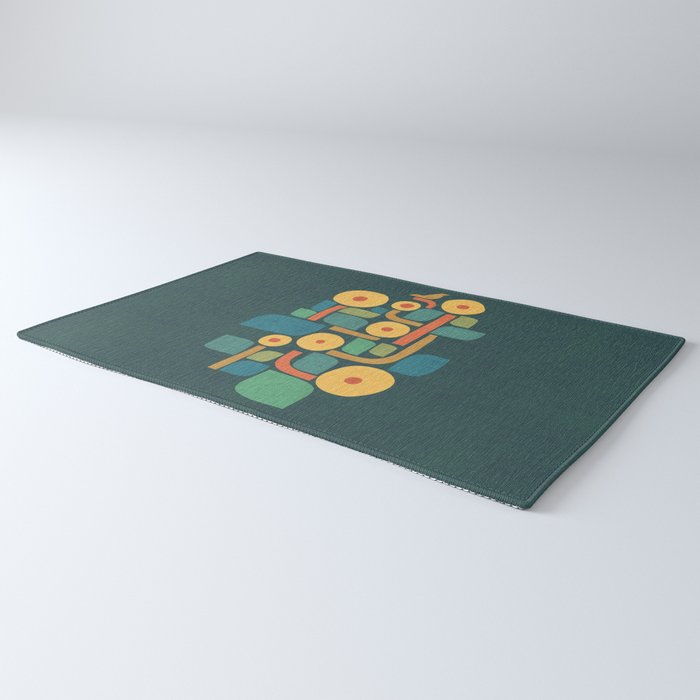 Bird in mid-century garden Rug Gallery Image 3