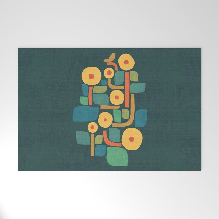 Bird in mid-century garden Welcome Mat Gallery Image 1