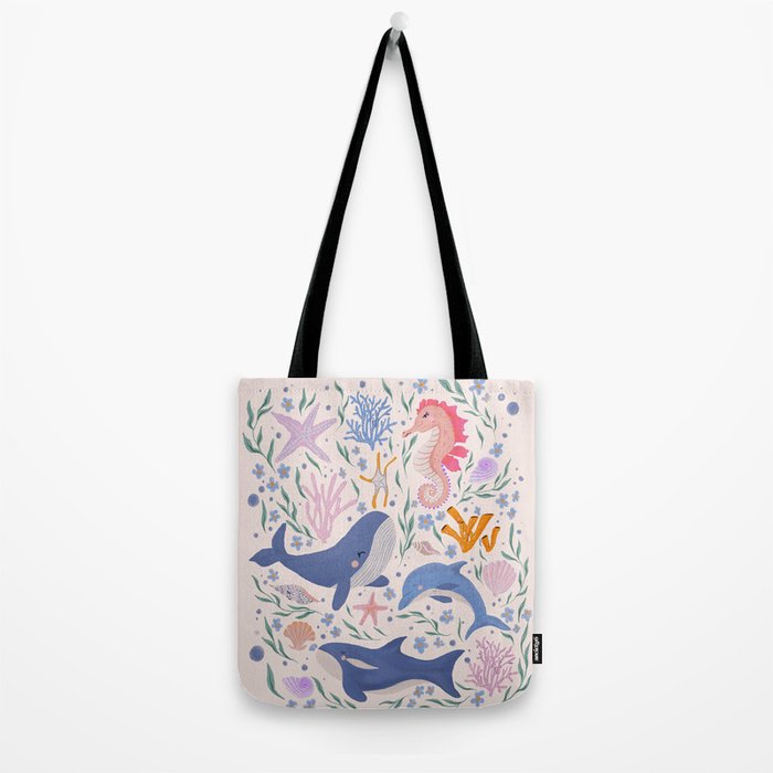 Ocean Whimsy: Charming Underwater Creatures Tote Bag Gallery Image 2
