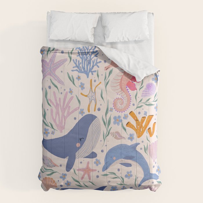 Ocean Whimsy: Charming Underwater Creatures Comforter Gallery Image 1