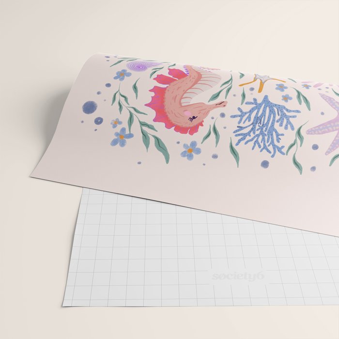 Ocean Whimsy: Charming Underwater Creatures Wrapping Paper Gallery Image 2