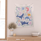 Ocean Whimsy: Charming Underwater Creatures Wall Tapestry Gallery Image 2