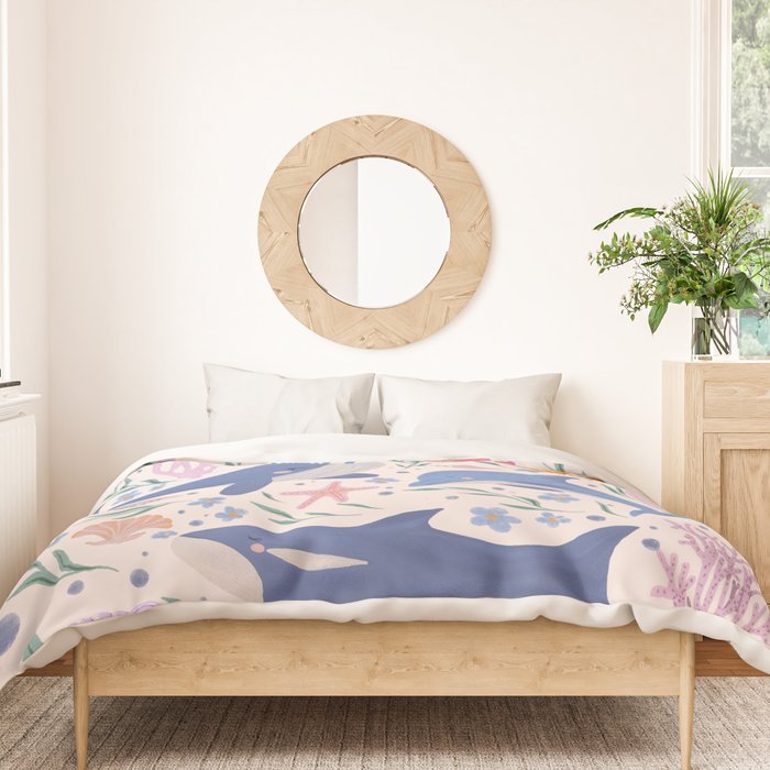 Ocean Whimsy: Charming Underwater Creatures Duvet Cover Gallery Image 3