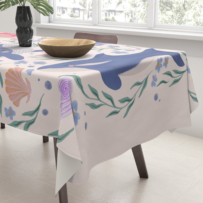 Ocean Whimsy: Charming Underwater Creatures Tablecloth Gallery Image 3