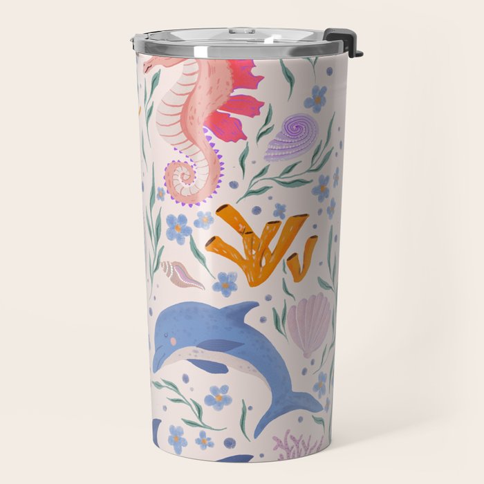 Ocean Whimsy: Charming Underwater Creatures Travel Mug Gallery Image 2