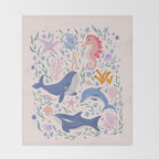 Ocean Whimsy: Charming Underwater Creatures Throw Blanket Gallery Image 2