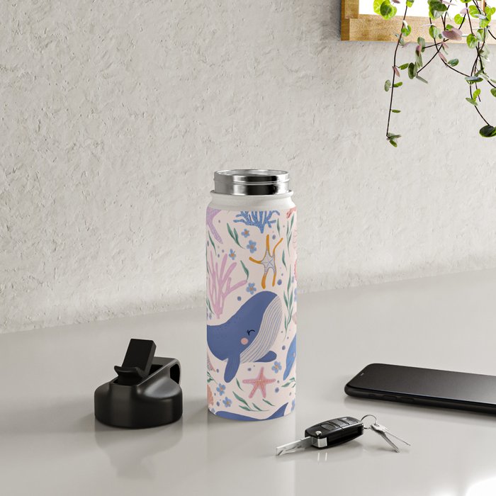 Ocean Whimsy: Charming Underwater Creatures Water Bottle Gallery Image 4