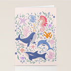 Ocean Whimsy: Charming Underwater Creatures Stationery Card Gallery Image 2