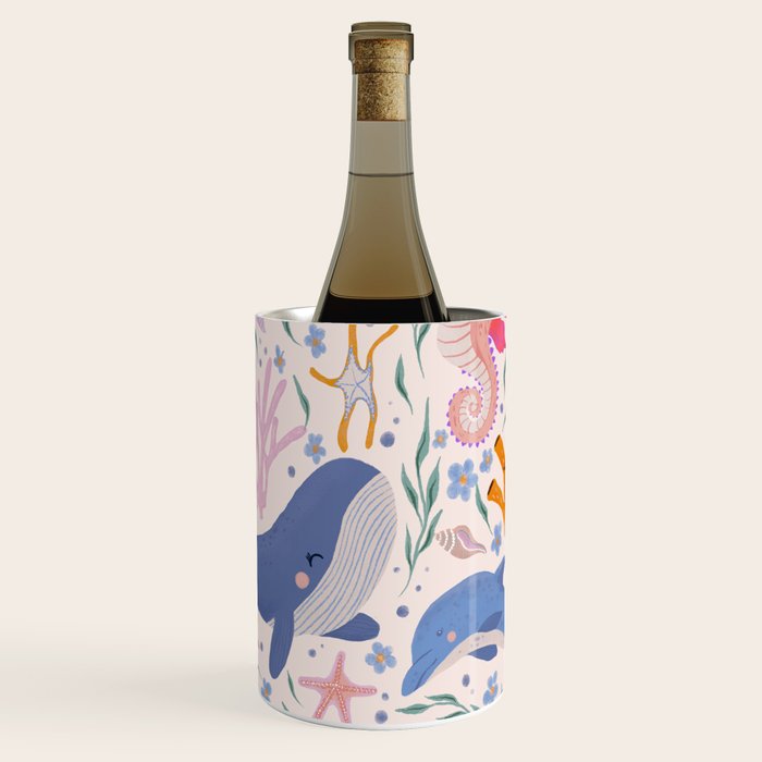 Ocean Whimsy: Charming Underwater Creatures Wine Chiller Gallery Image 1