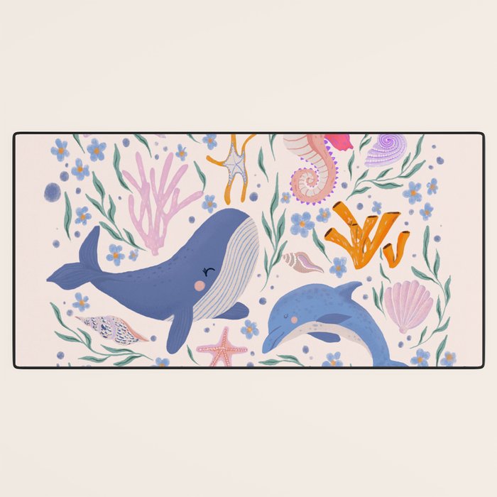 Ocean Whimsy: Charming Underwater Creatures Desk Mat Gallery Image 3