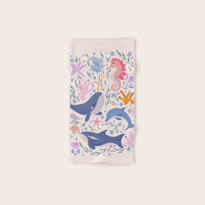 Ocean Whimsy: Charming Underwater Creatures Bath Towel Gallery Image 1